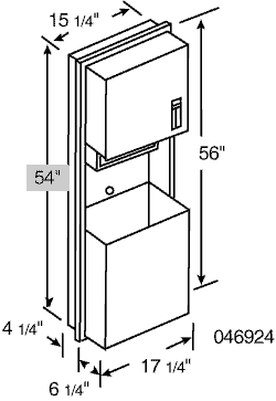 ASI Automatic Recessed Roll Towel Dispenser and Waste Receptacle