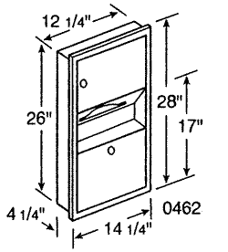 ASI Paper Towel Dispenser and Waste Receptacle-Surface Mounted