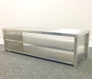 Stainless Steel Gowning Bench With Pass Through Shoe Shelf